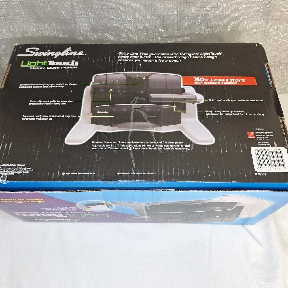 NEW Swingline 40-Sheet LightTouch Two to Three Hole Punch 9/32